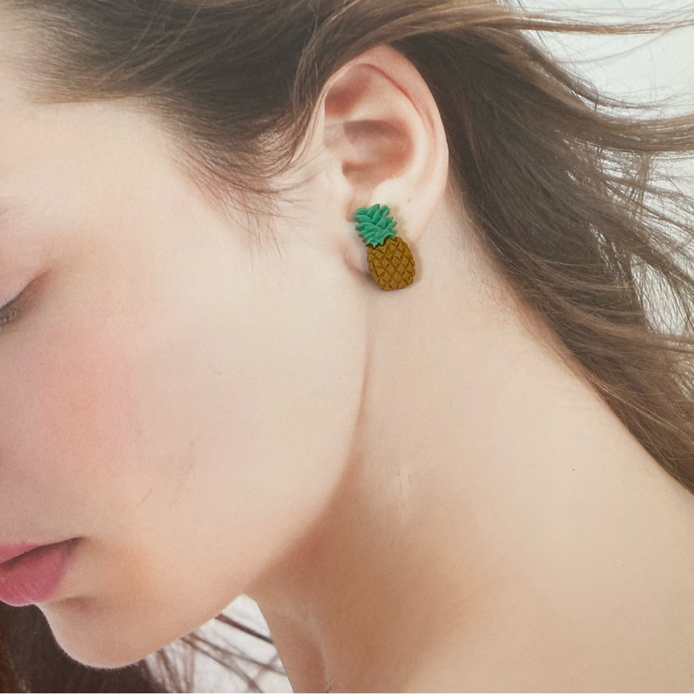 4/$15 Pineapple Clay Studs Earrings - Picture 2 of 4